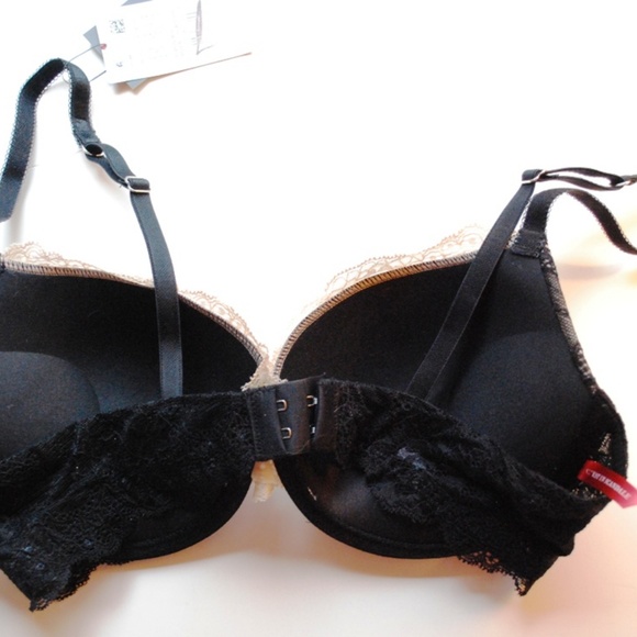 ❤3/$12❤ Scandale Paris Push Up Bra Black Tan 34C - Picture 2 of 4